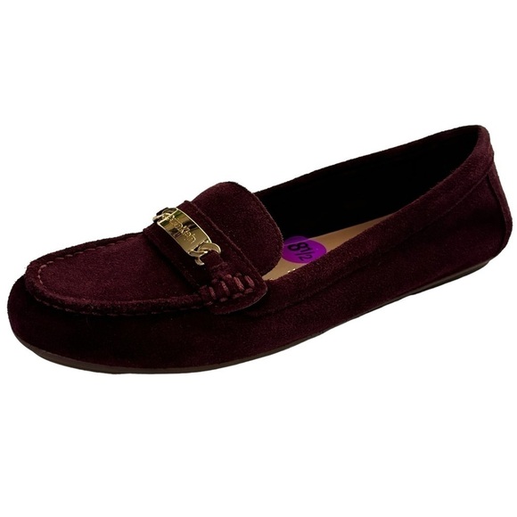 NWT Calvin Klein Lunasi Suede Leather Loafers Dark Cranberry size 8.5 - Picture 2 of 13